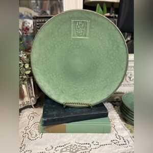 Pfaltzgraff Green ceramic Naturewood Serenity Dragonfly plate platter majolica